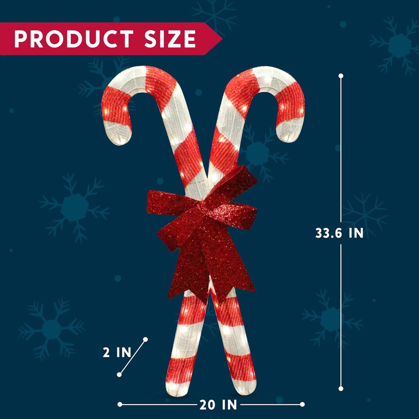 Joyfy 2.8 FT Candy Cane Yard Light Christmas Outdoor Decorations,50 Pre-Lit LED Christmas Decorations,Christmas Yard Light with Stakes Decorations Outdoor Holiday Decor