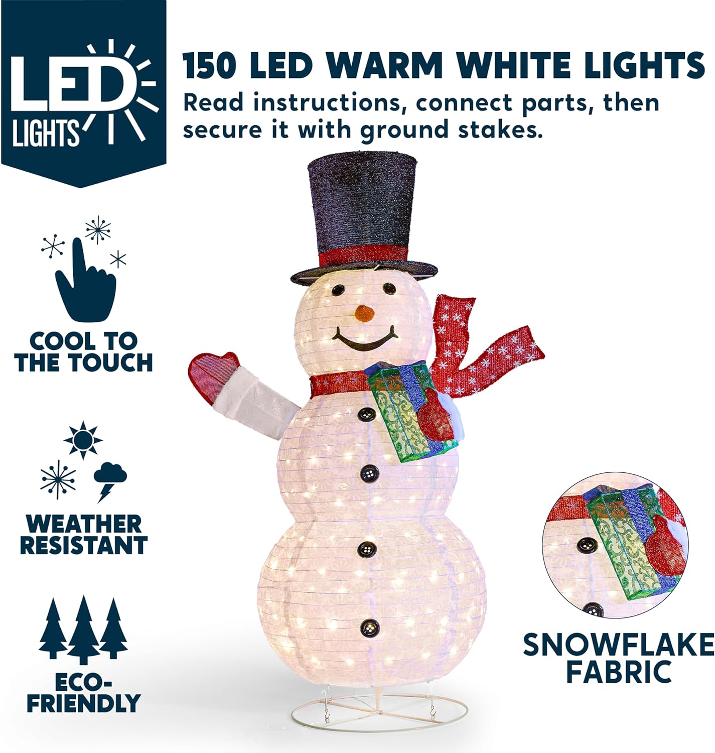 Syncfun 4 FT Snowman Yard Light Christmas Outdoor Decorations,120 LED Snowman Christmas Decorations,Christmas Yard Light with Stakes Holiday Decor