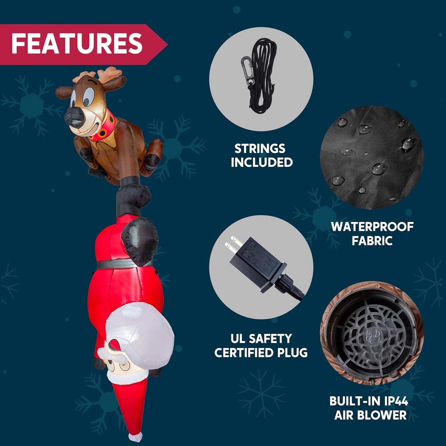 Joyfy 8 FT Christmas Inflatables Santa Outdoor Decorations,Christmas Reindeer and Climbing Santa Blow Ups Yard with Built-in LEDs for Holiday Party Garden Lawn Decor