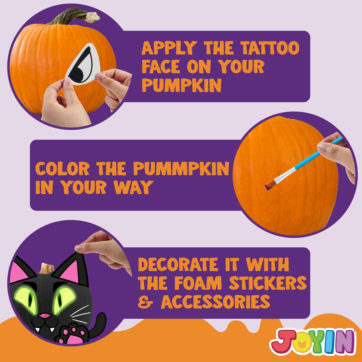 Syncfun 3D Halloween Stickers Pumpkin Decorations Kit,Glowing in The Dark Pumpkin Face Stickers for Halloween Party Supplies Games,Halloween Crafts for Kids