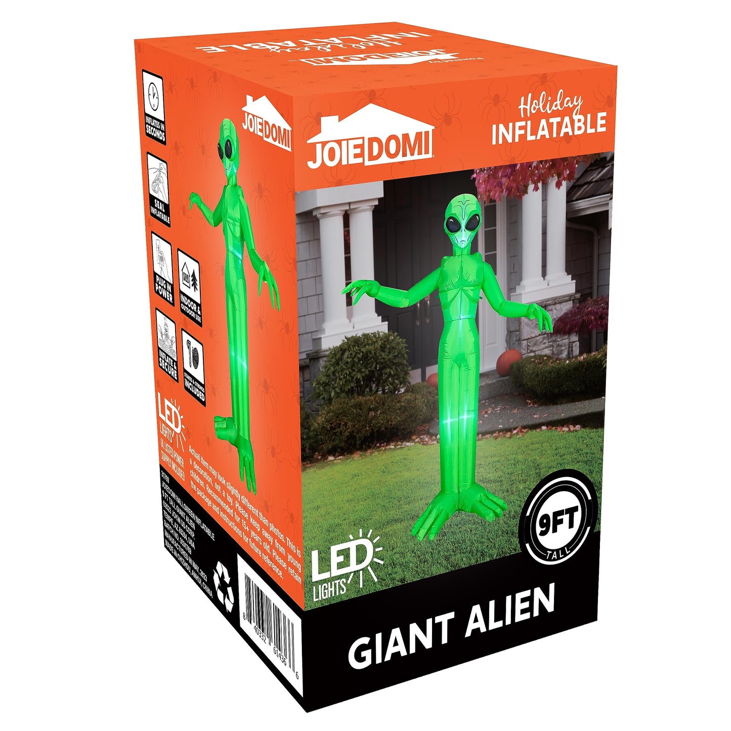 Syncfun 9 FT Halloween Inflatable Giant Alien Decoration with Built-in LEDs,Alien Halloween Decorations Outdoor Blow Up Yard Lawn Decoration