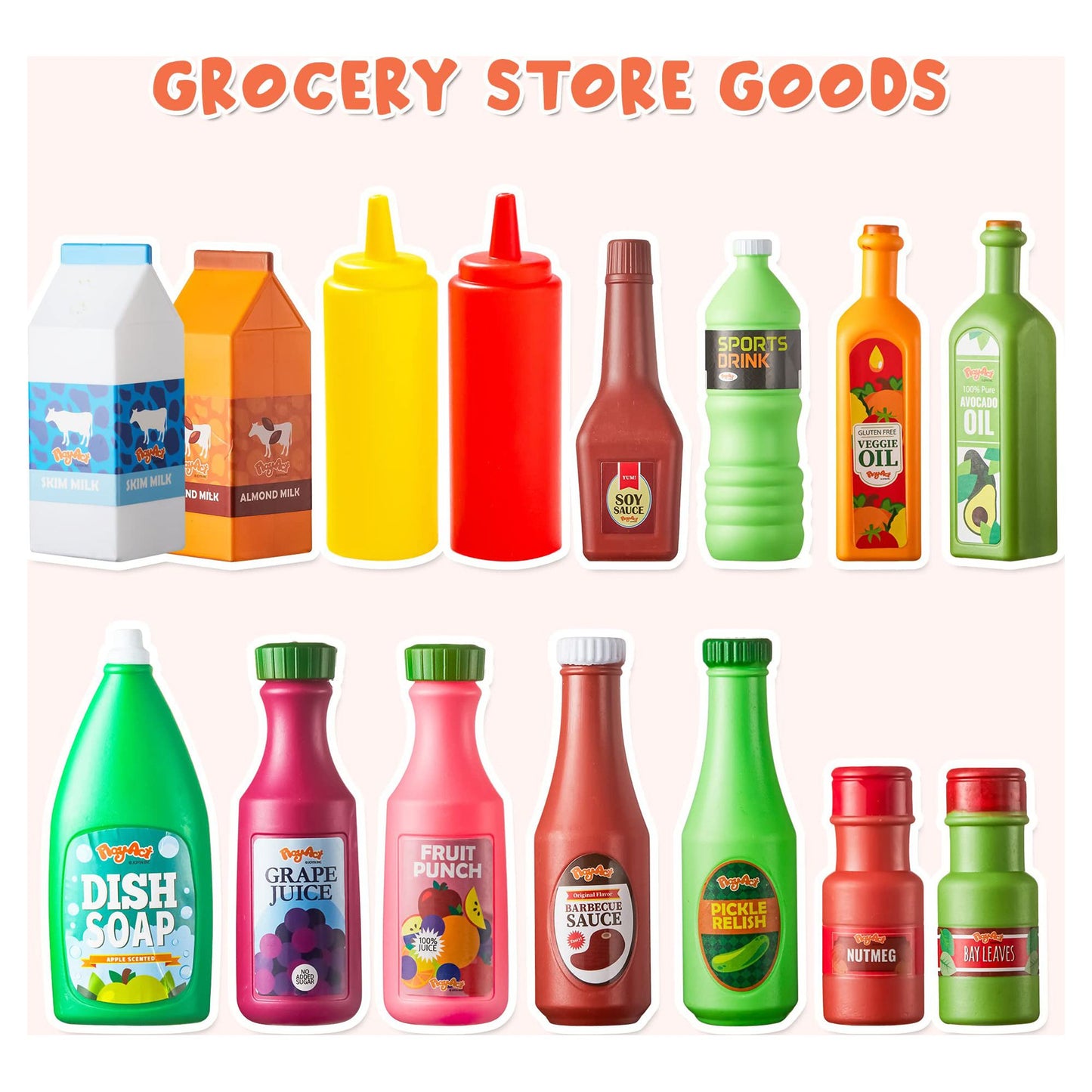 Joyfy 30 Pcs Play Food Grocery Cans, Play Kitchen Accessories, Gifts & Indoor Toys for Kids Toddlers 2 3 4 5 6 Years Old