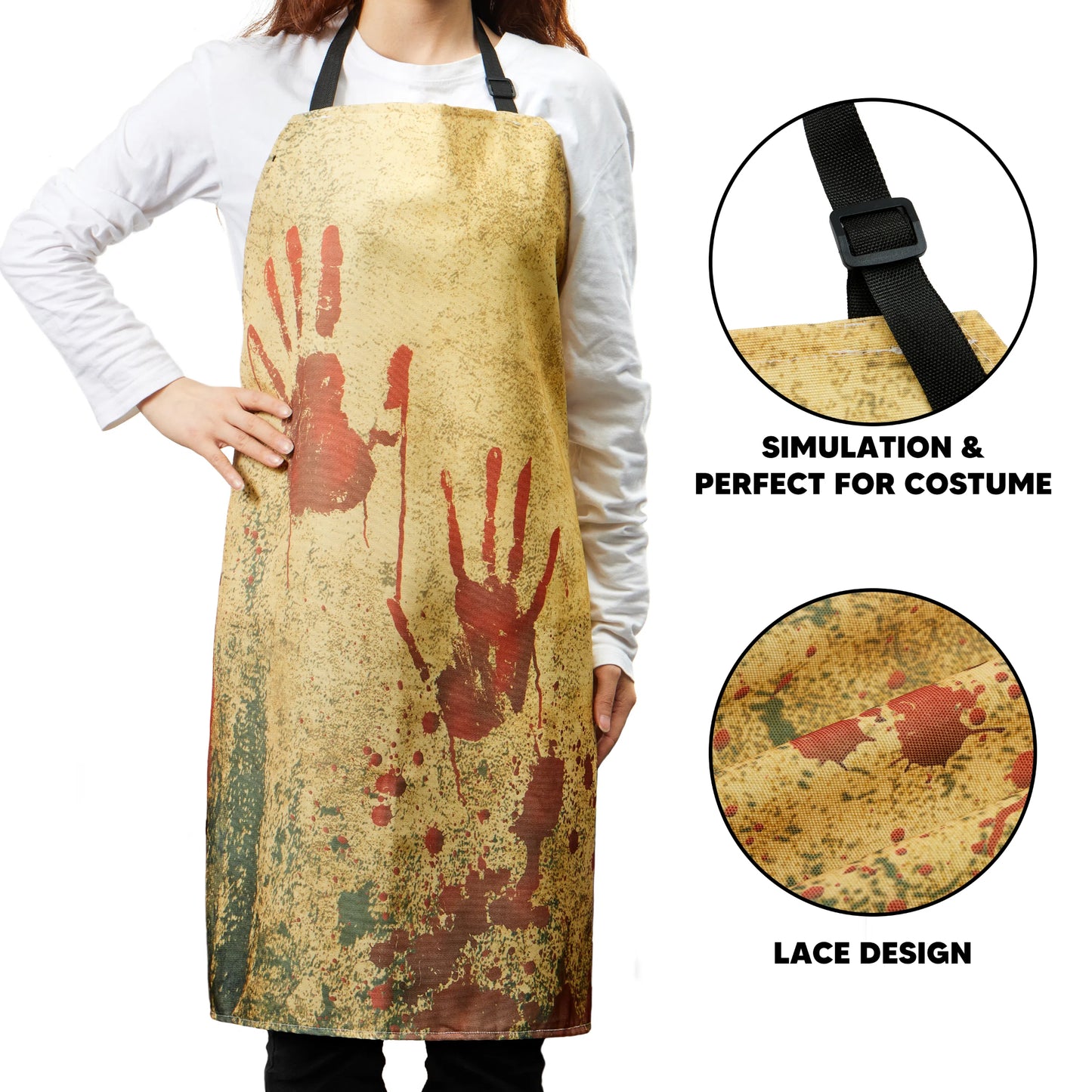 Syncfun Halloween Horror House Apron Costume Accessories,Unisex Kitchen Bib Butcher Apron with Adjustable Neck for Cosplay Accessories Adults Dress Up