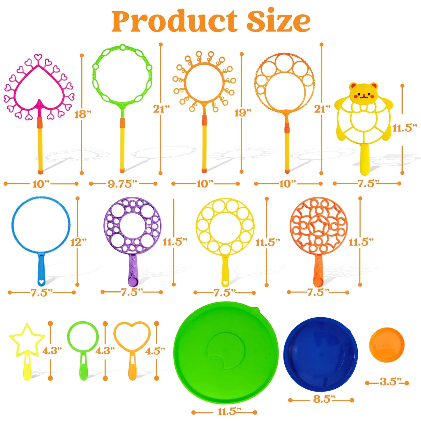 Syncfun 12pcs 21" Giant Bubble Wands Set with Tray for Kids, Summer, Outdoor Play, Birthday Party, Games, 6 Pcs Bubble Solution Suitable for All Age People
