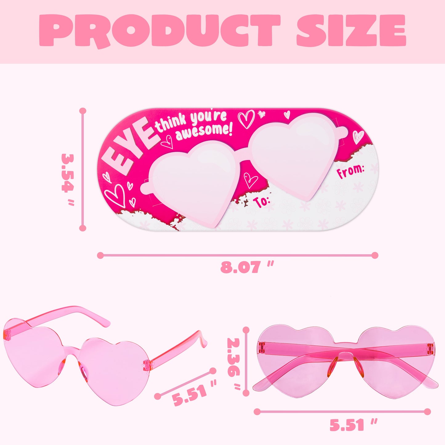 28 Packs Valentine's Day Cards with Heart Shaped Sunglasses for Kids, Valentines School Classroom Exchange Gifts, Valentines Party Favors