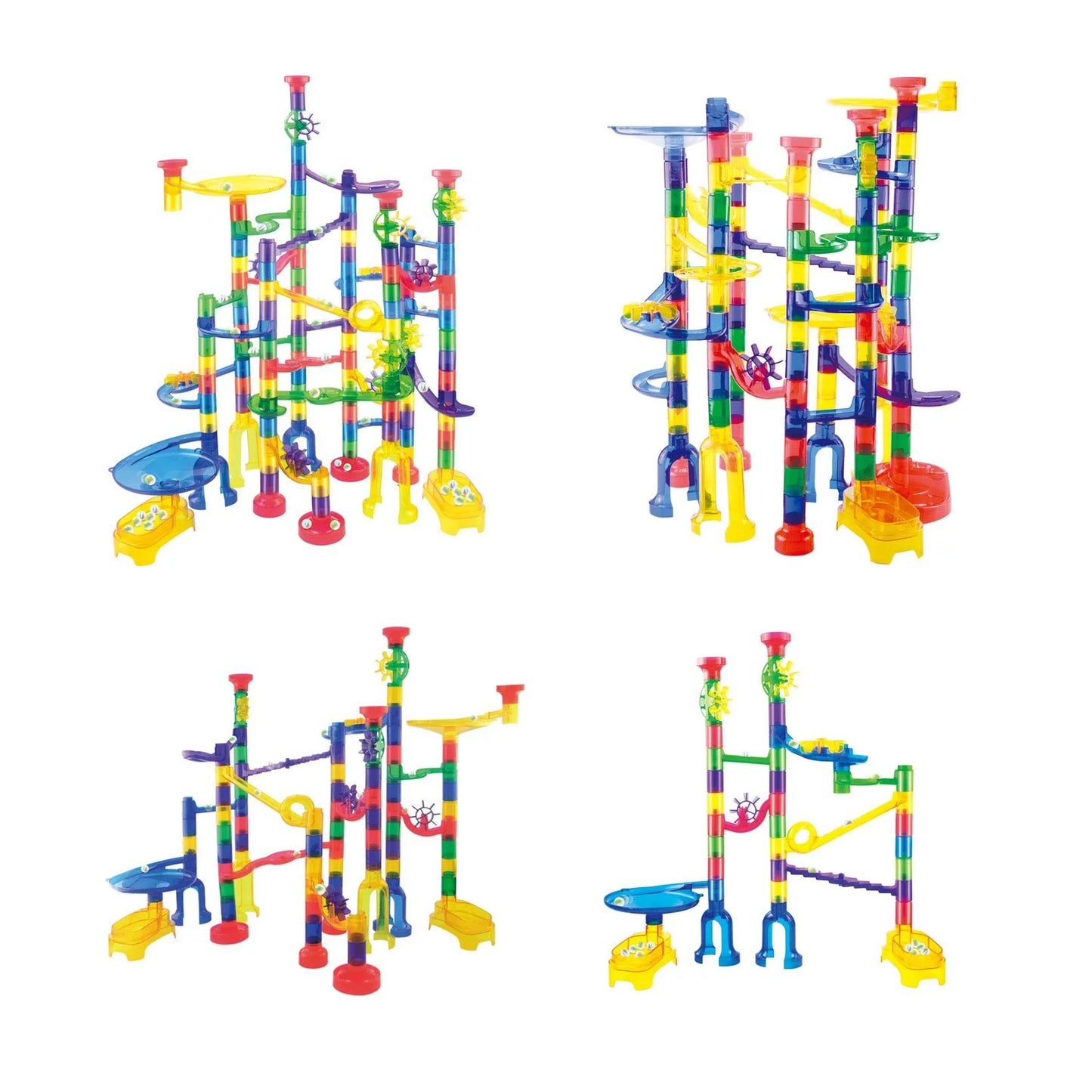 JOYIN 170 Pcs Marble Run Premium Toy Set, Construction Building Blocks Toys, STEM Educational Building Block Toy(120 Plastic Pieces + 50 Glass Marbles)