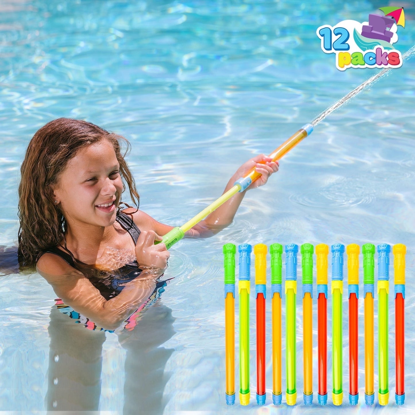 Joyfy 12 Packs Outdoor Water Guns, 16.5'' Summer Super Water Soaker Swimming Pool Toys for Kids and Adults