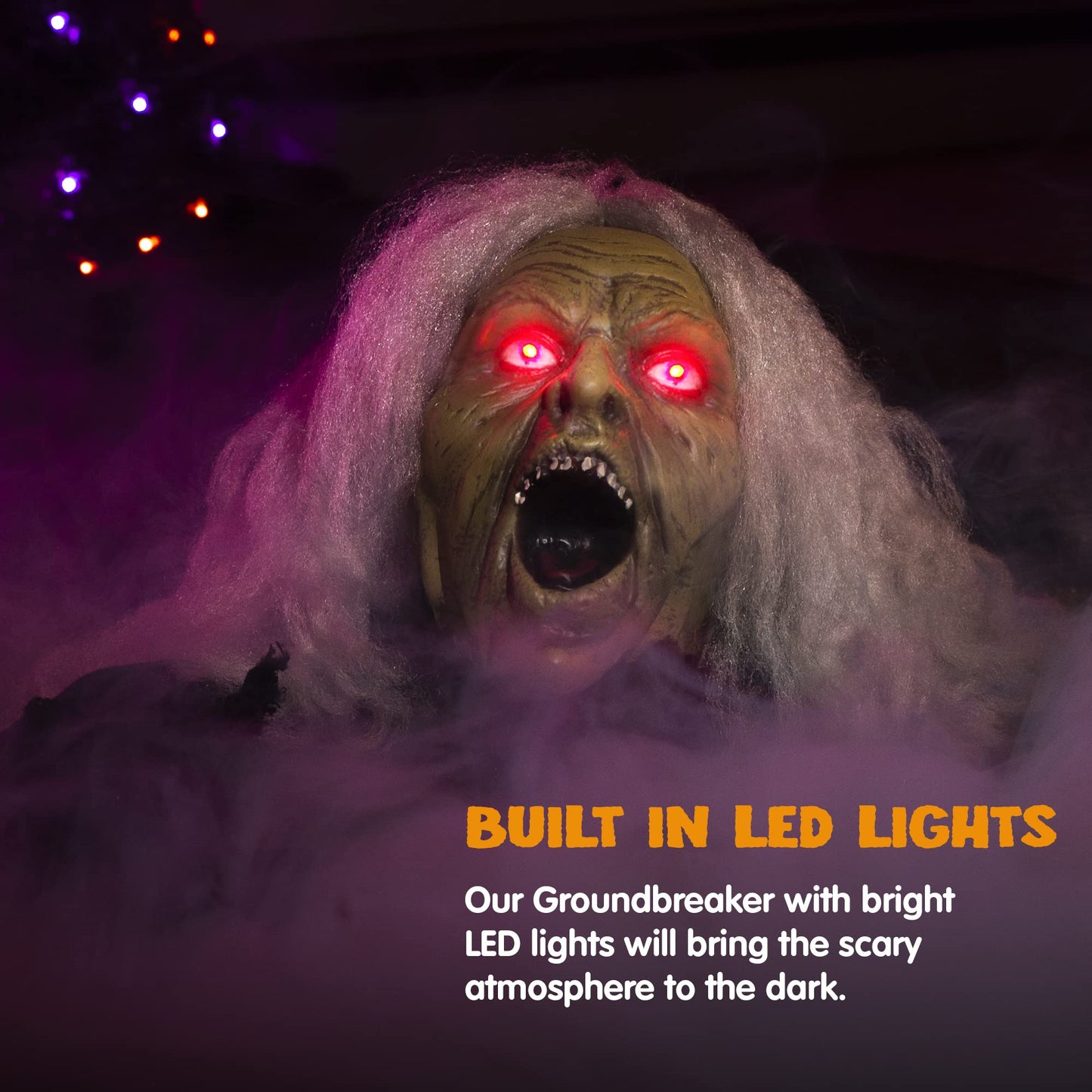 Joyfy Halloween Groundbreaker Halloween Decorations Zombie with Sound and Flashing Eyes,Outdoor Scary Halloween Yard Decorations,Haunted House Decorations