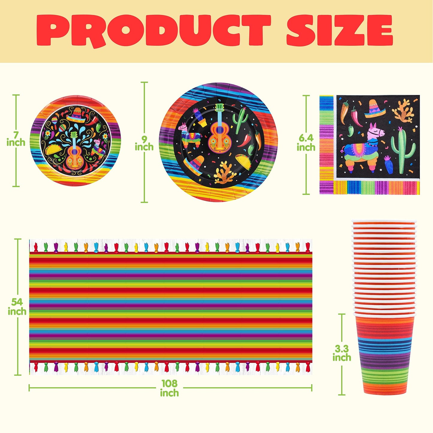 82 piece Carnival cutlery set, Cinco De Mayo dining table decoration Mexican party supplies package