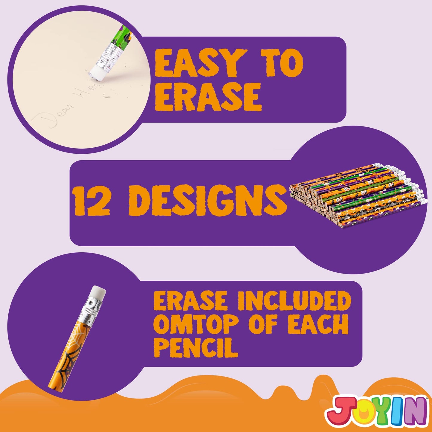 SYNCFUN 108 Pcs Halloween Pencils Bulk with Eraser for Kids,Colorful Pencils Stationery Pencil Set,Halloween Favors Prizes for Kids,Halloween Bulk Toys
