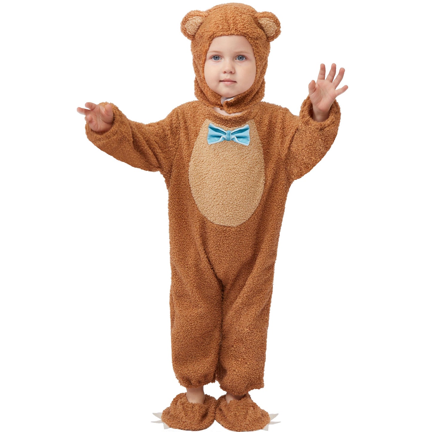 Syncfun Bear Halloween Costume for Baby and Toddler, Bear Jumpsuit Costume with Bear Hood and Booties for Halloween Costume Party Dress Up (0-4 Year)