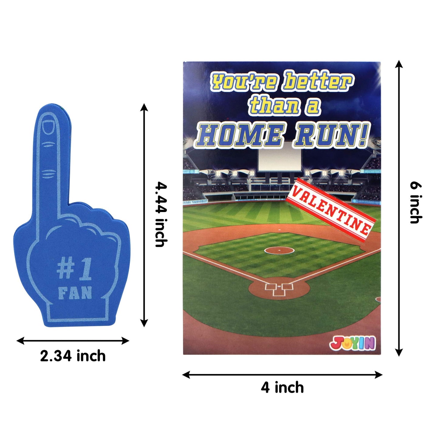 28 Pcs Valentines Day Cards with Foam Fingers for Kids Boys, Sports Fan Cheering Foams for Sports Event Games Valentines Hand Party Favors, Valentines Exchange Cards