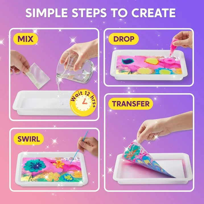 Syncfun Marbling Painting Kits For Kids, Water Marble Paint Craft Kits For Girls & Boys 6 To 12, Birthday Gift Ideal Arts And Crafts Activities For Kids