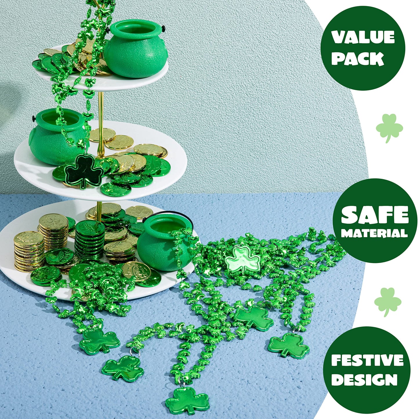 24 Pcs St Patricks Shamrock Necklaces