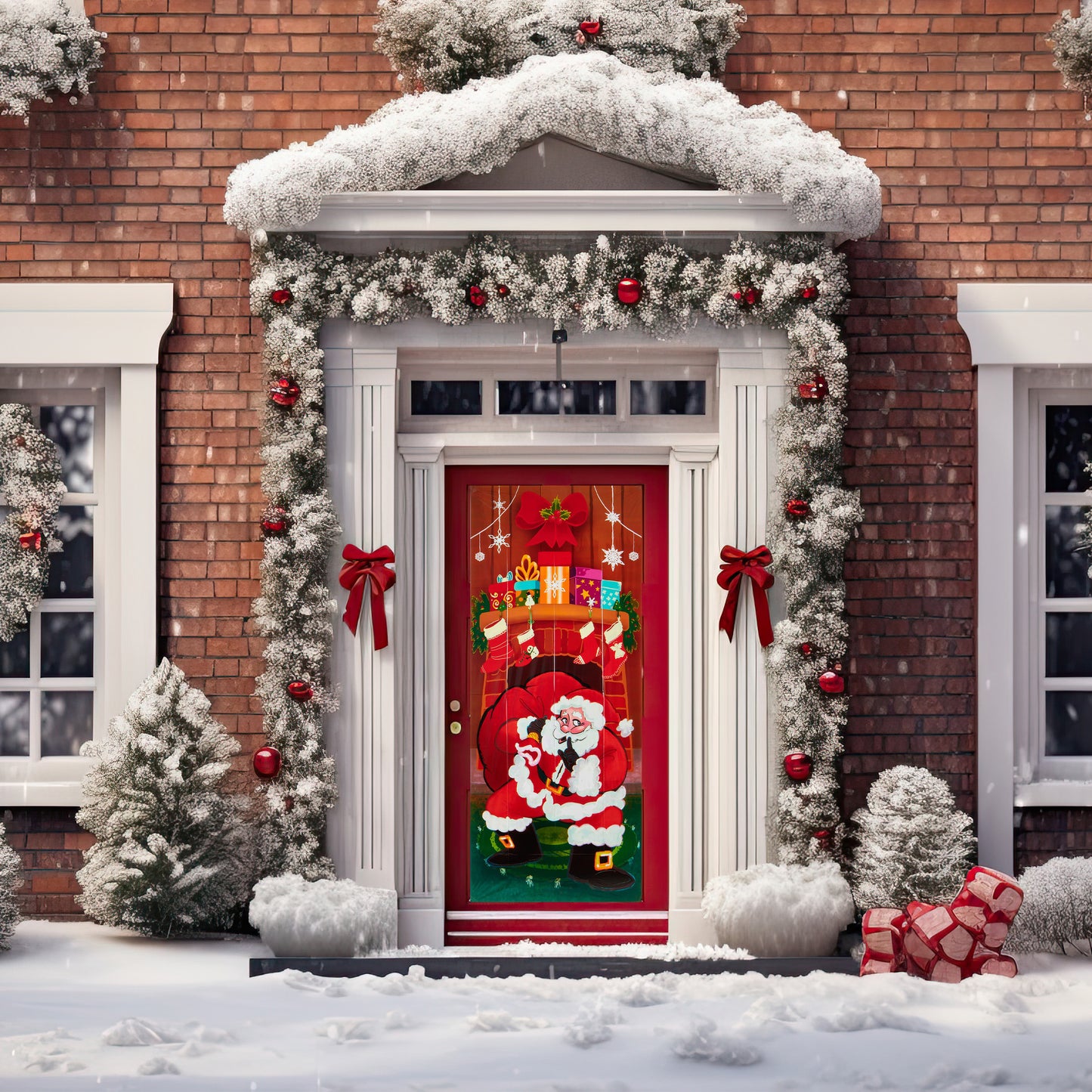 SYNCFUN Christmas Santa with Gifts Window Door Cover Winter Holiday Party Decoration 72X30 Inches