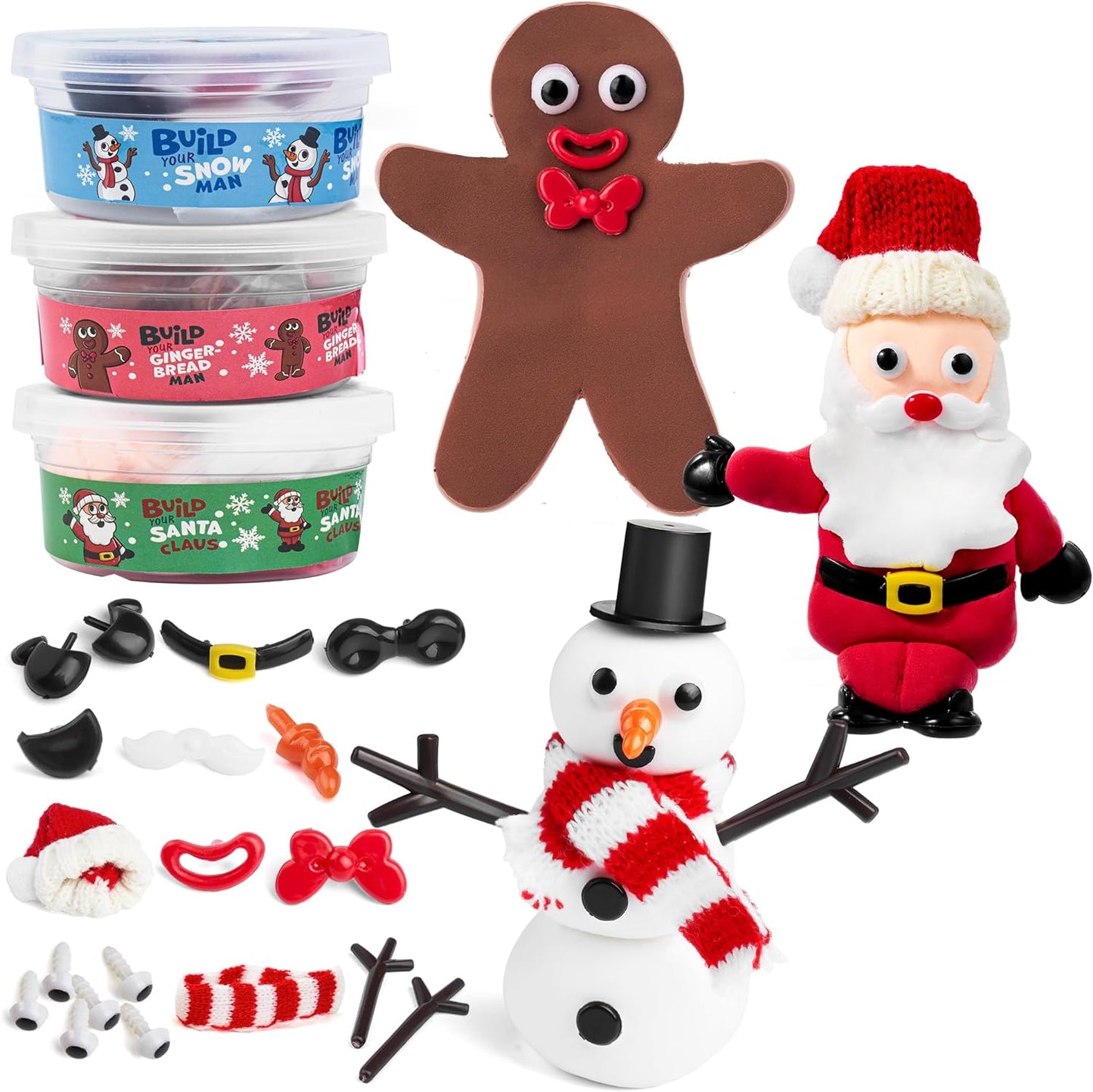 SYNCFUN 3 PCS Christmas Craft Kit, Christmas Snowman, Santa Claus and Gingerbread Man Craft Kit for Kids Xmas DIY Gifts, Arts and Craft Activities