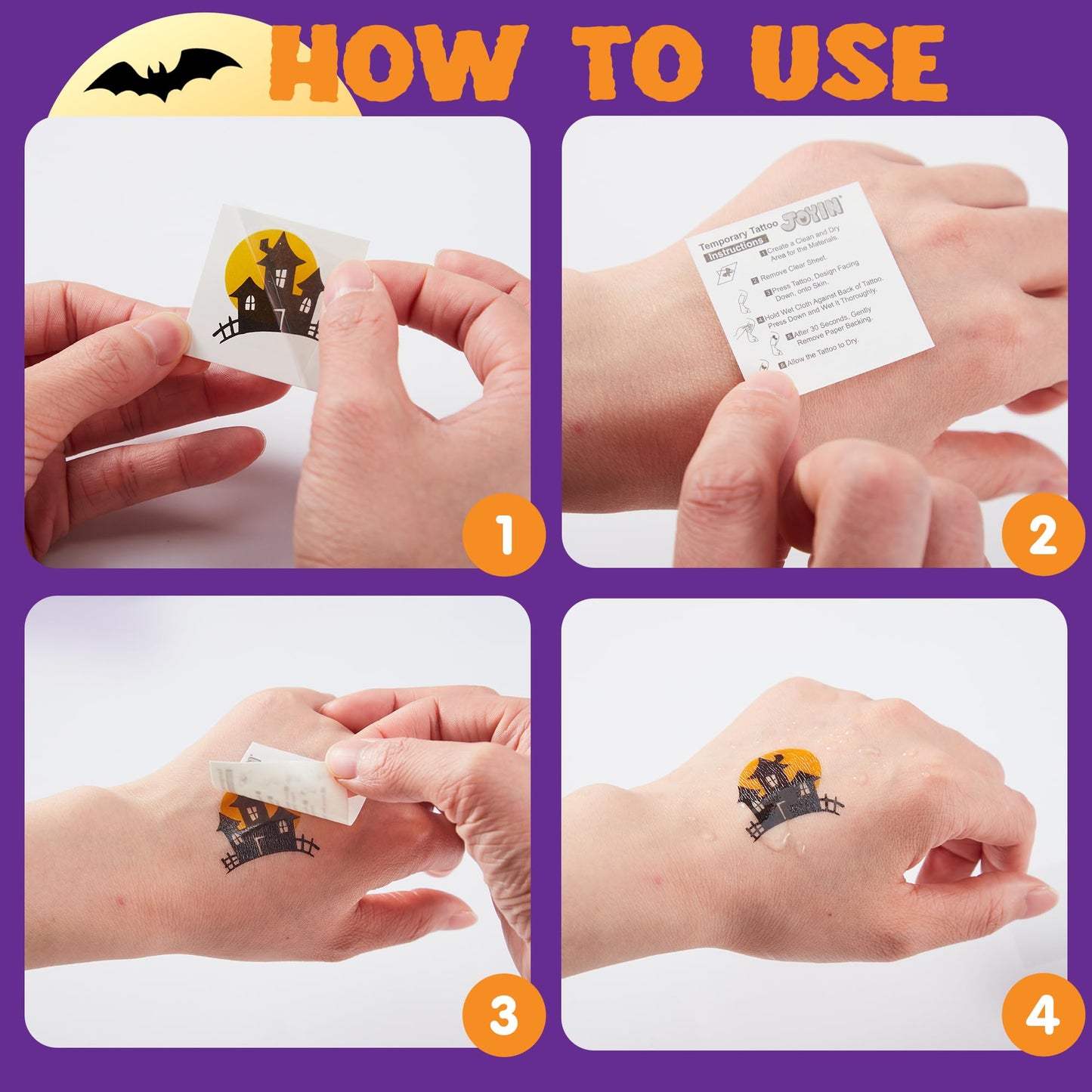 JOYIN 300+ Assorted Halloween Temporary Tattoos including Glow in the Dark Tattoos for Kids Halloween Trick or Treat Party Supplies, Class Hang out Give away Treat