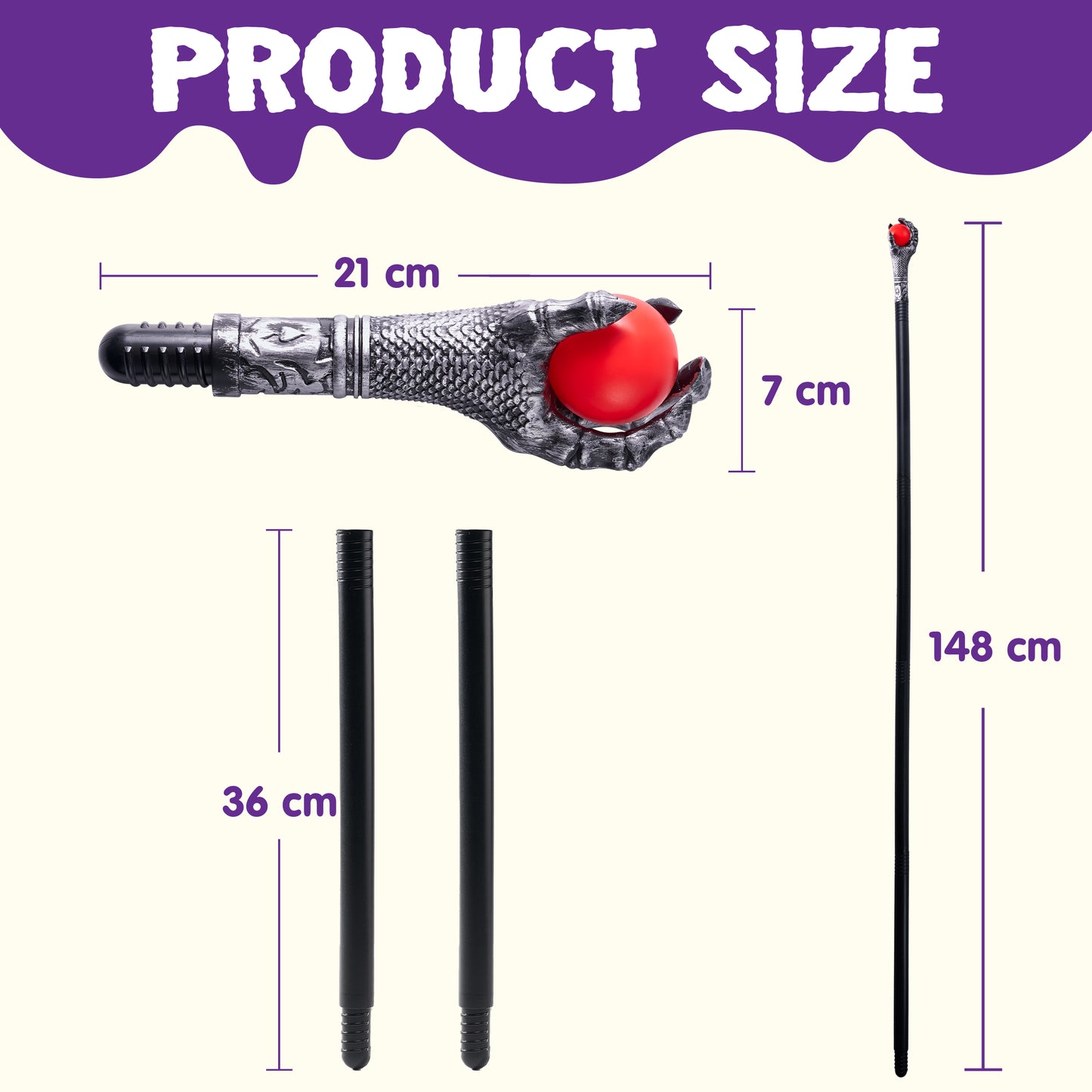 SYNCFUN 58 Inch Halloween Staff Costumes Walking Canes Dragon Claw Walking Stick for Egyptian Costume Photo Prop Accessory Decorations,Halloween Dress Up Parties
