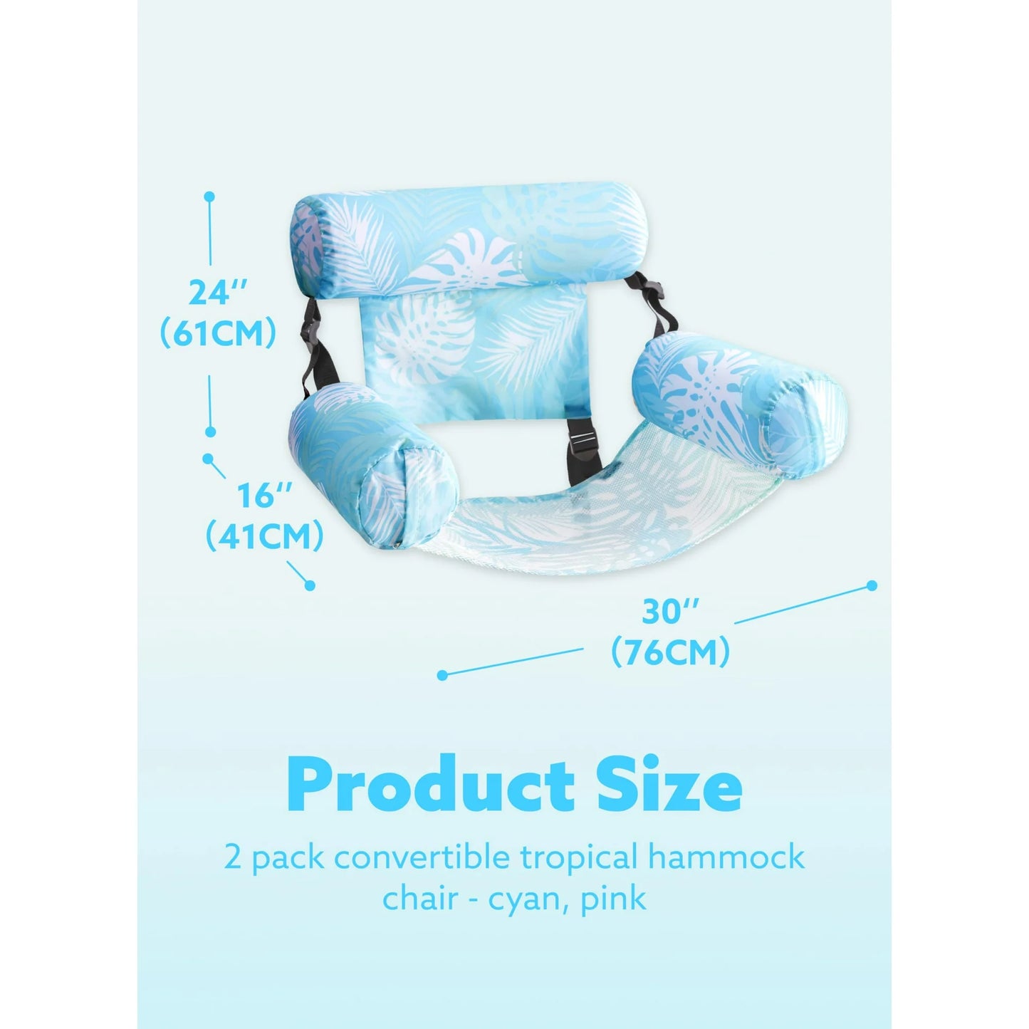 Syncfun 2 Pack Pool Floats Chairs Adult Inflatable Pool Lounge Chairs Hammock Water Floating Chair Tropical Plants Pattern Swimming Pool Float for Pool Party Summer Water Fun