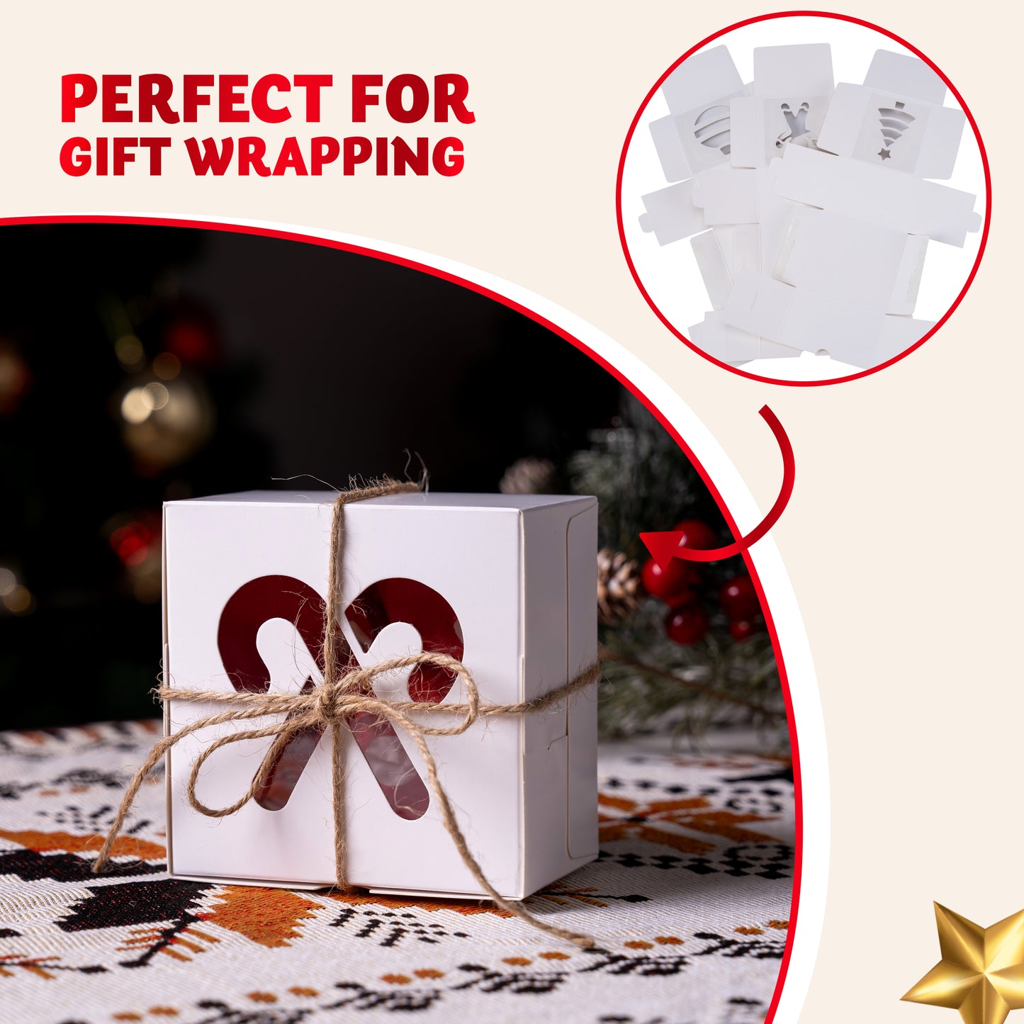 Joyfy 36 Pcs Christmas Cookie Boxes, White Treat Boxes with Window 4" x 4" x 2.5" Bakery Gift Wrapping Box for Xmas Holiday Party Favor Pastries, Cupcakes, Cookies Donuts Gift-Giving