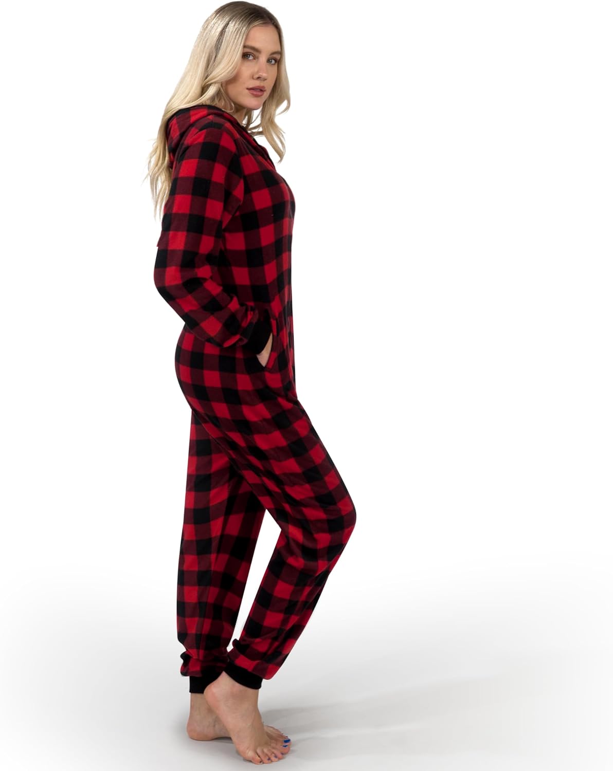 SYNCFUN Men's Christmas Pajamas, Adult Christmas Hooded One-Piece Pajamas Men Pajamas Ugly Christmas Sweater One-Piece
