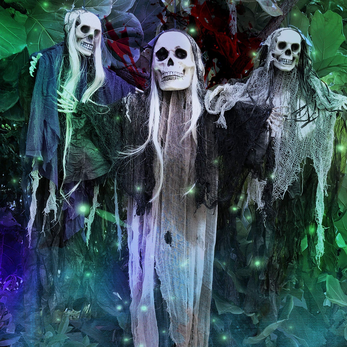 JOYIN 3 Pack Hanging Halloween Skeleton Ghosts Decorations,Grim Reapers for Best Halloween Outdoor Decorations