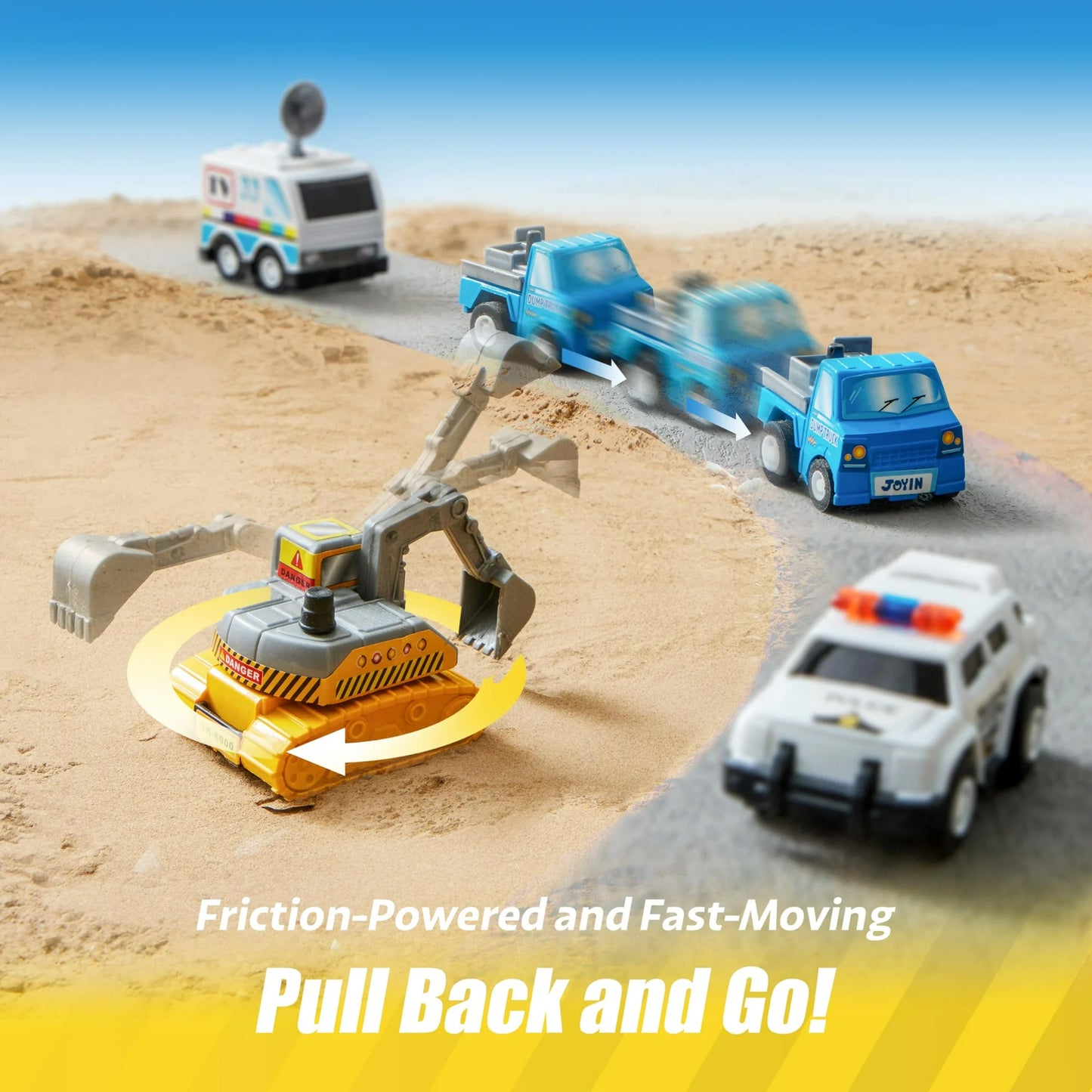 Syncfun 18 Pcs Toy Cars for kids, Friction Pull Back Play Car Vehicle Party Favors, Mini Excavator Toy Trucks for Boys 2 3 4 5 6 Years Old