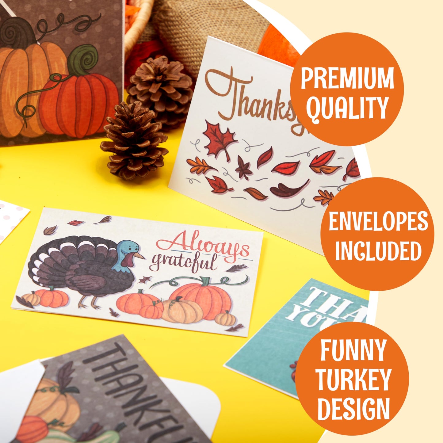 JOYIN 36Pcs Thanksgiving Greeting Gift Cards for Christmas Dinner Holiday Parties Celebrations Harvest