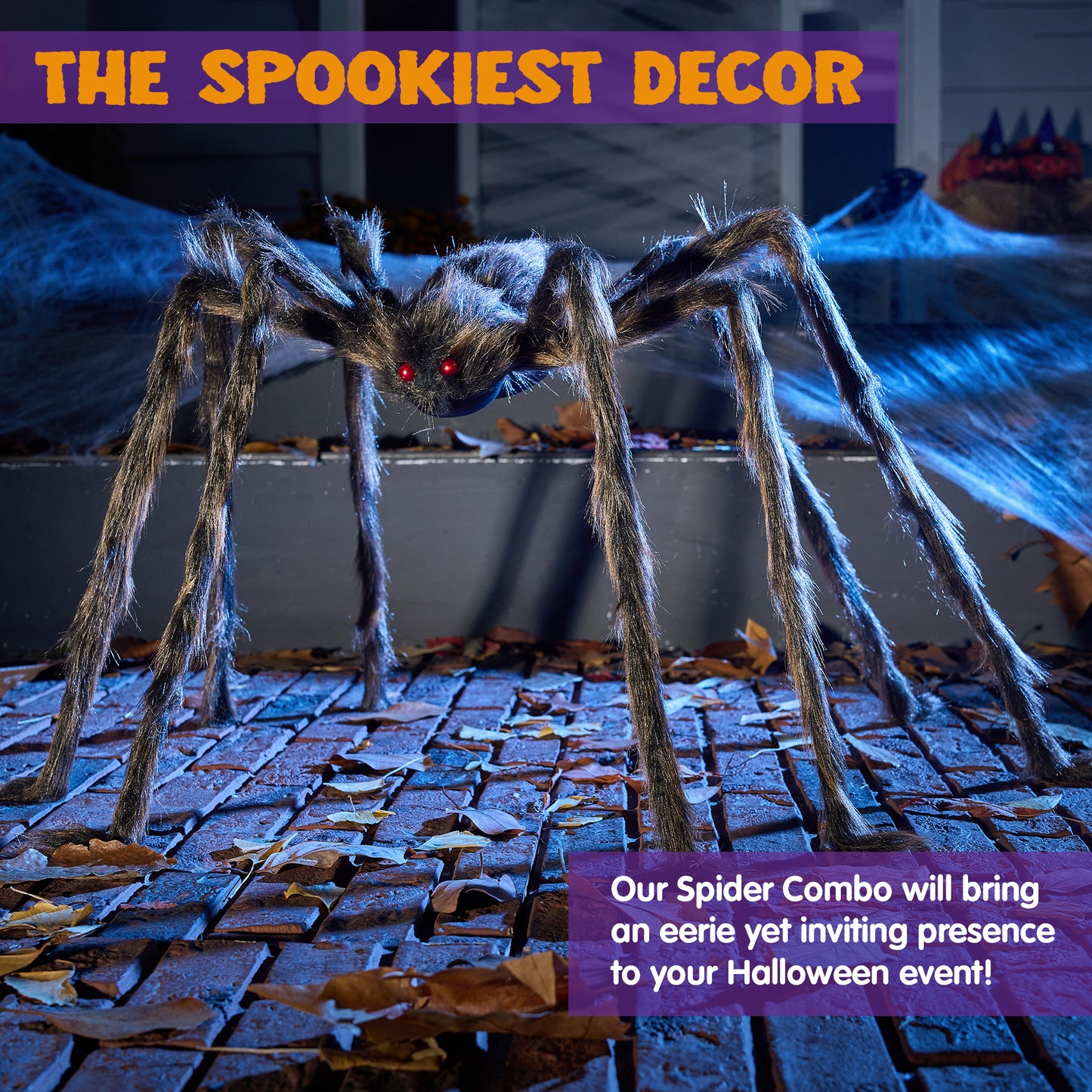 Joyfy 5 FT Giant Spider Halloween Decorations,Scary Spider Halloween Decorations Outdoor Party Decorations Props Halloween Yard Decorations,Brown