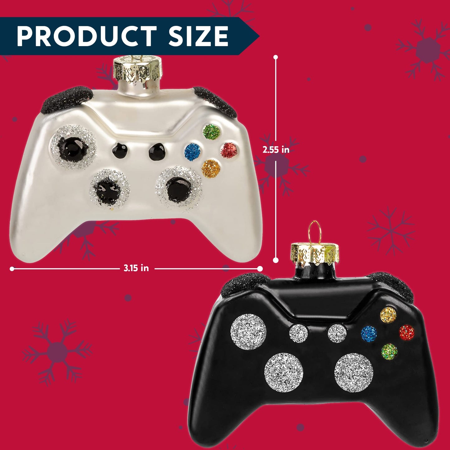 Joyfy 2PCS Glass Christmas Ornament Set,Video Game Ornament for Kids