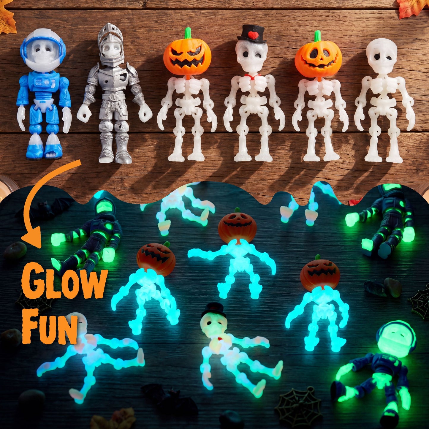 Joyfy Halloween 3D printed skulls, 12 pieces per pack