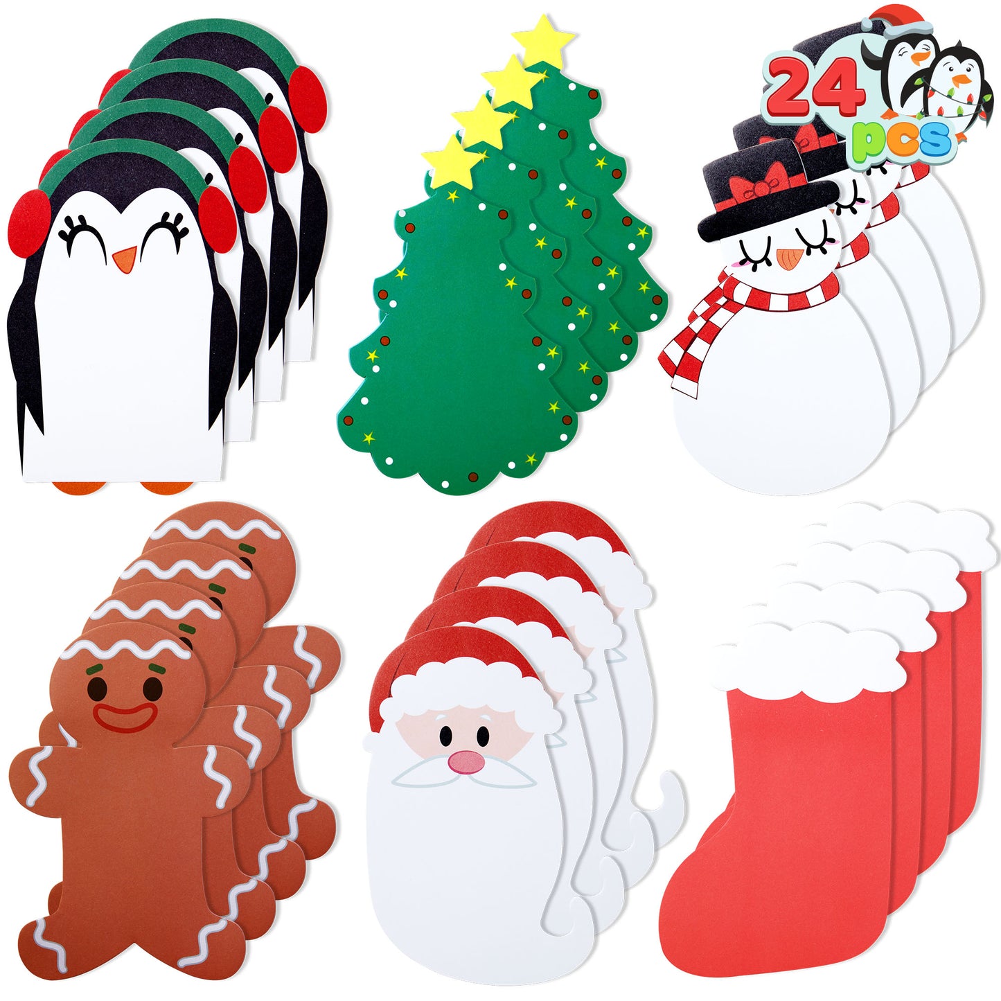 SYNCFUN Christmas Characters Notepads, 24 Packs