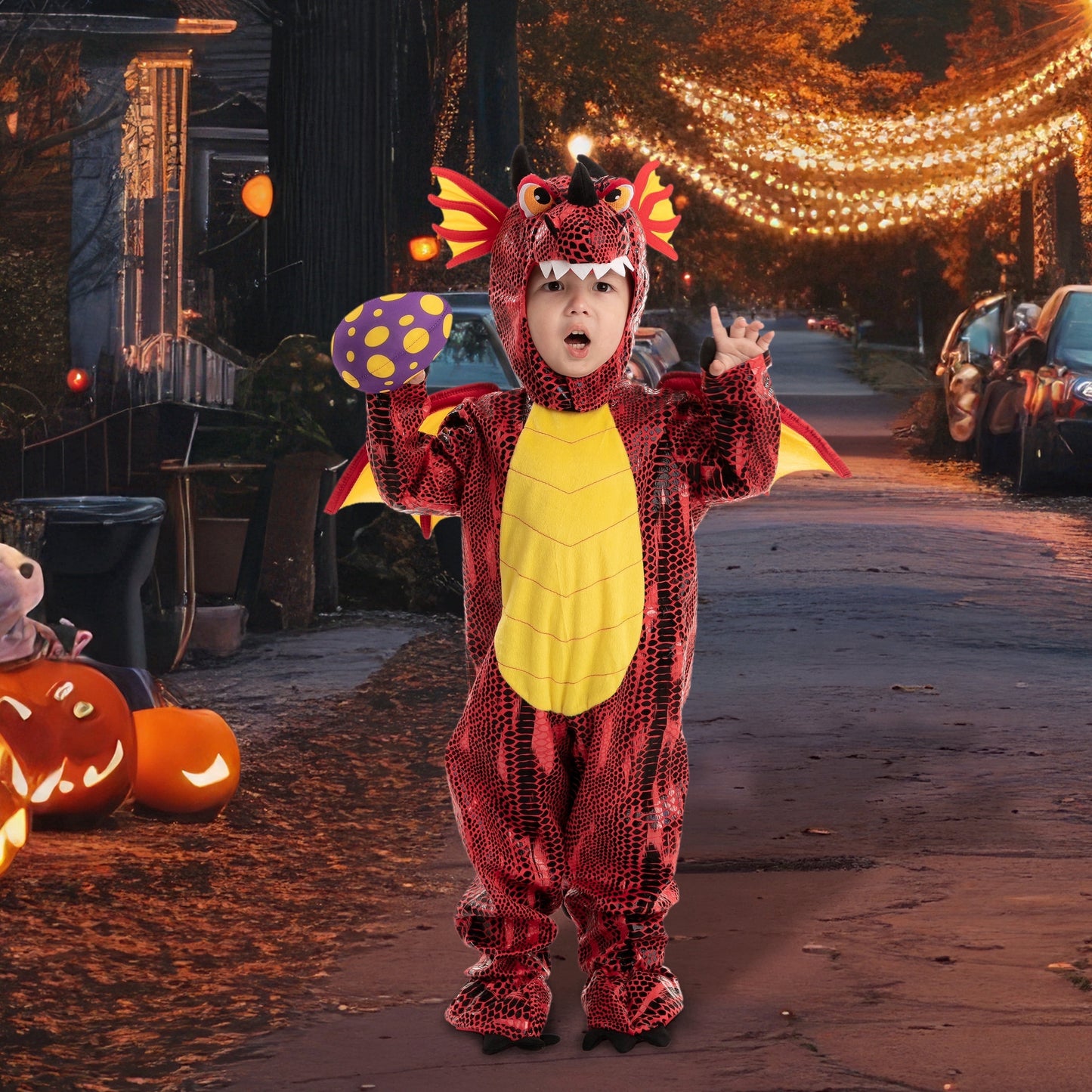 Joyfy Dinosaur Costume for Kids, Baby Unisex Dragon Costume with Wings for Boys Halloween Dress Up, Dinosaur Themed Party 3 7 Years