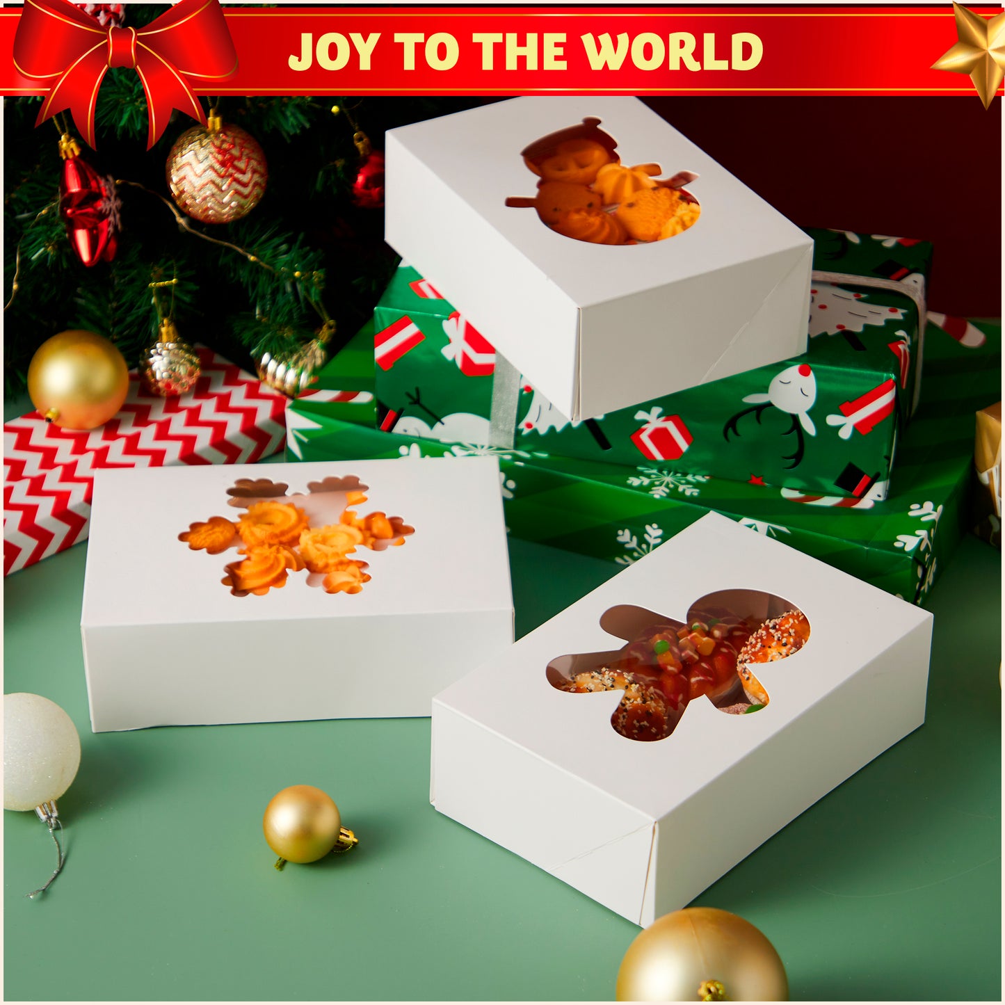 Joyfy 24 Pcs Christmas Cookie Boxes, Plain White Treat Boxes with Window 9’’x 6’’x 3’’ Bakery Gift Warpping Box for Xmas Holiday Party Favor Pastries, Cupcakes, Cookies, Donuts Gift-Giving