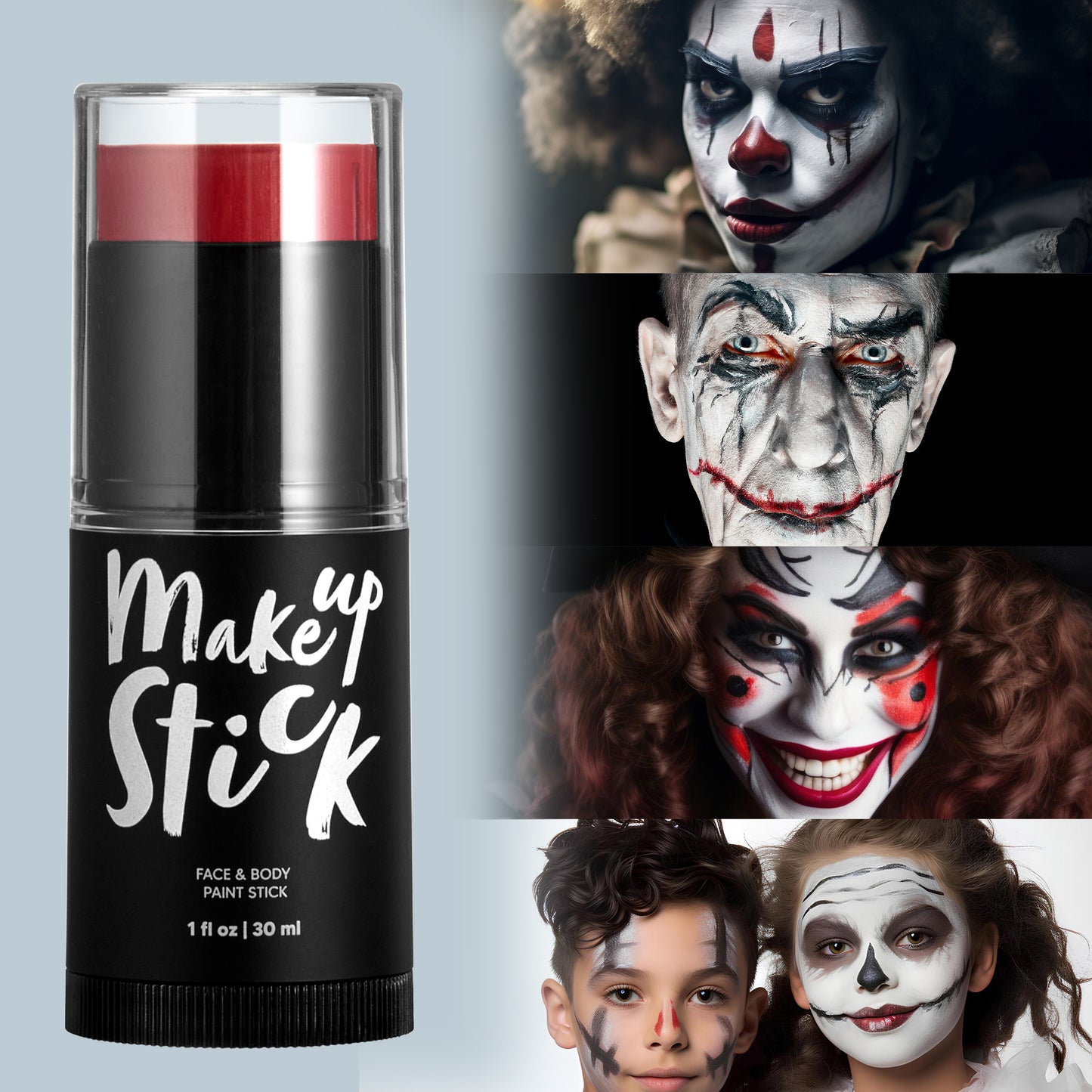Joyfy 3 Pcs Halloween Makeup Stick,Halloween Face Painting Kit SFX Makeup for Zombie Vampire Skeleton Joker Cosplay for Adult Kids