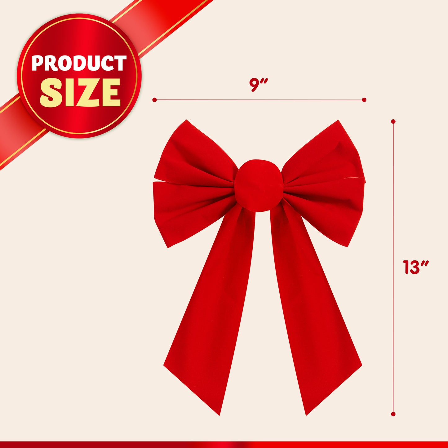 Joyfy 12 Pcs Christmas Red Velvet Bows, 13"x 9" Wide Decorative Christmas Bows for Wreath Garland Christmas Tree Decor, Indoor Outdoor Holiday Decorations
