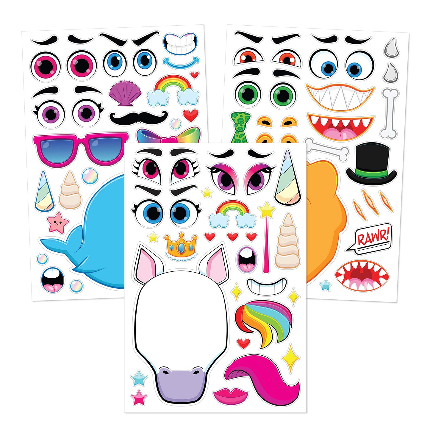 SYNCFUN 36 Sheets Make-a-Face Sticker Sheets, 1000+ Make Your Own Animal Mix and Match Stickers for Kids, Birthday Holiday Party Favor Craft Gifts for Toddlers, 9.8"x6.7"