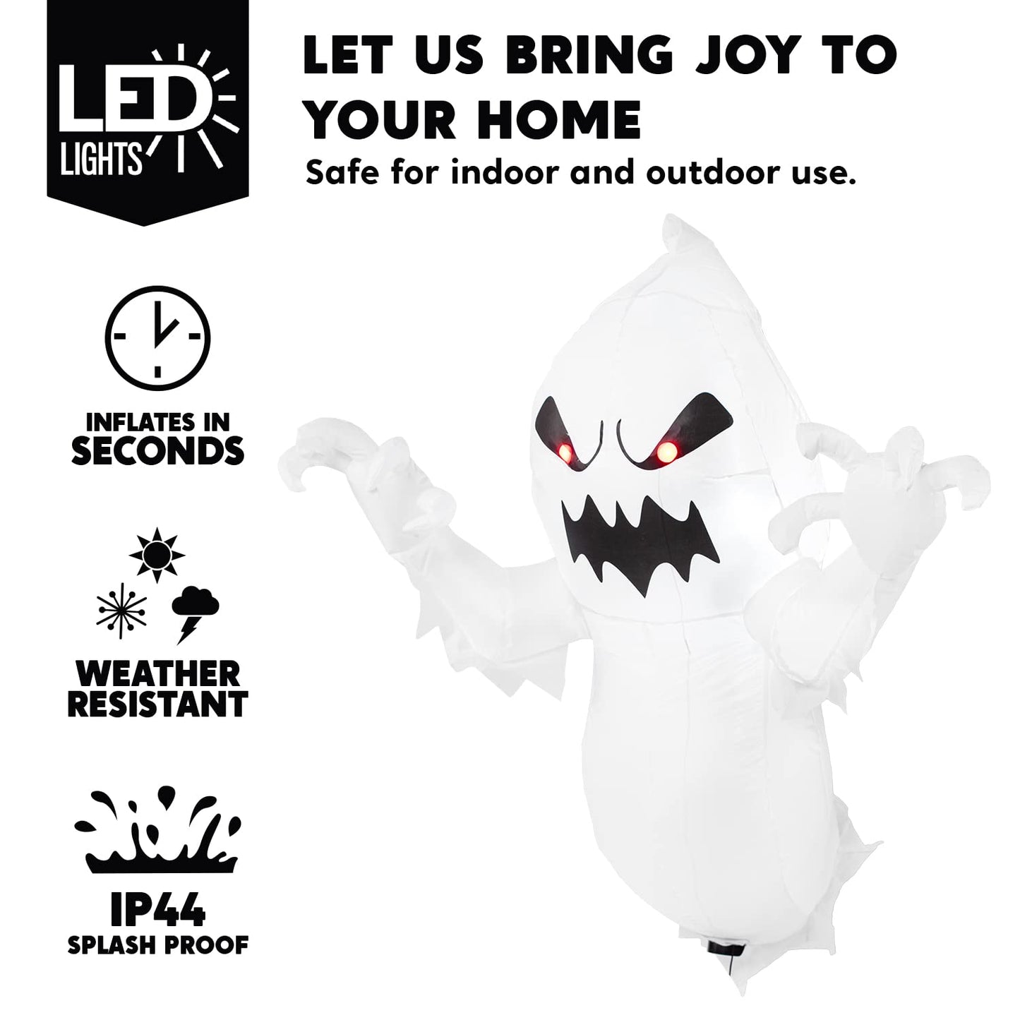 SYNCFUN 4.5 FT Halloween Inflatable Outdoor Scary Flying Ghost Broke Out from Window with Built-in LED Blow Up Inflatable for Window Decoration Yard Garden Lawn Decor