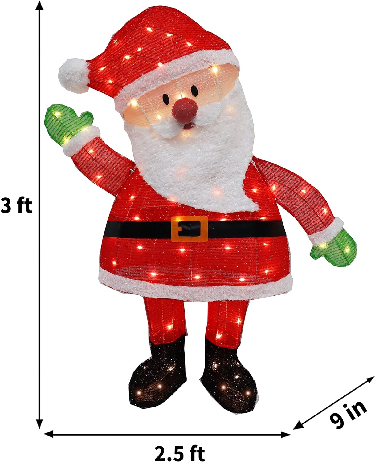 Syncfun 3 FT Santa Yard Light Christmas Outdoor Decorations,70 Pre-Lit LED Christmas Decorations,Christmas Yard Light with Stakes Decorations Outdoor Holiday Decor