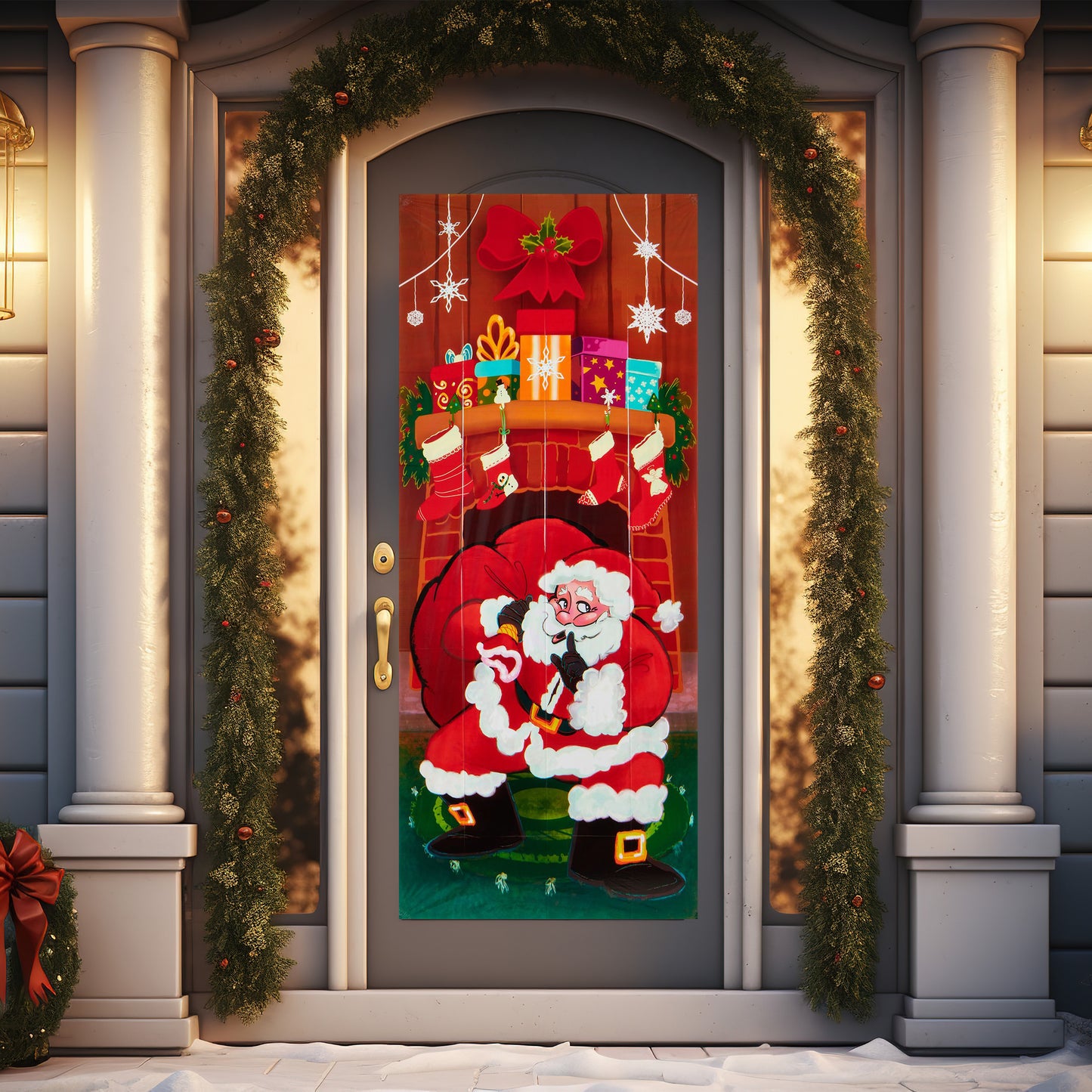 SYNCFUN Christmas Santa with Gifts Window Door Cover Winter Holiday Party Decoration 72X30 Inches