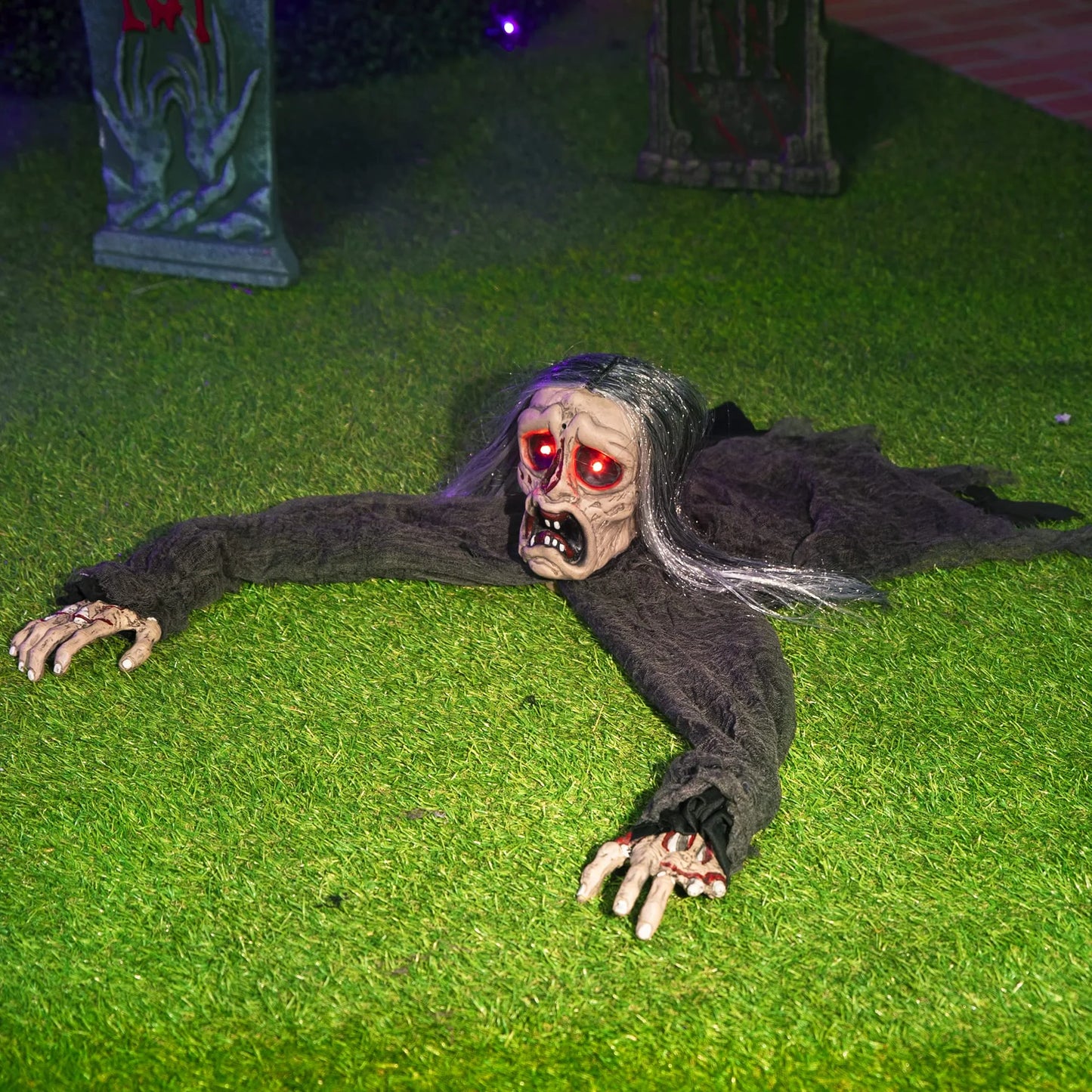 Joyfy Halloween Groundbreaker Halloween Decorations Zombie with Creepy Sound and Flashing Eyes,Outdoor Scary Halloween Yard Decorations,Haunted House Decorations