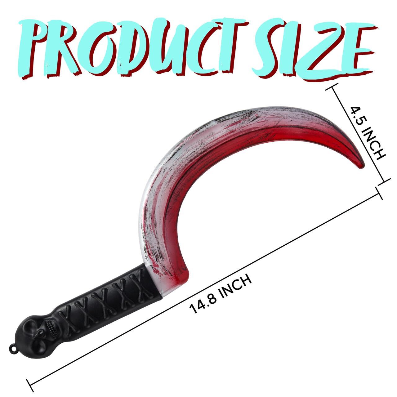 Syncfun 14.8 Inch Halloween Fake Sickle With Fake Blood Prop,Large Plastic Halloween Prop Knife Toy for Costume Accessories Horror Costumes,Scary Accessories for Kids & Adults