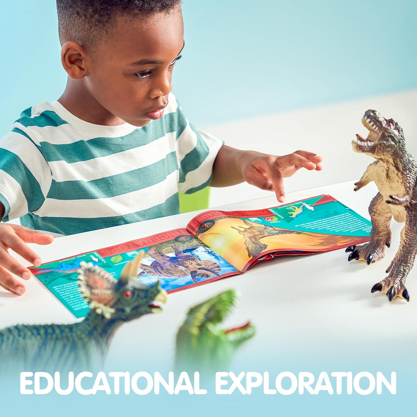 Joyfy Big Dinosaur Toys for Toddlers, 6 Piece Large Soft Dinosaur Figures with an Educational Book, Realistic Jurassic World Toys for Kids Ages 1-5, Jumbo Dinosaur Toys for Boys and Girls Gift