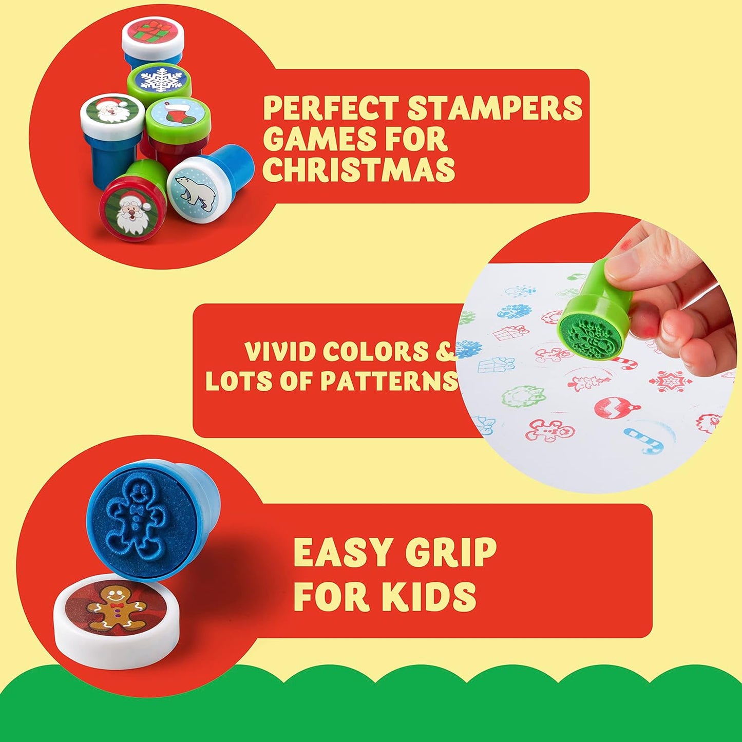 Joyfy 48 Pcs Christmas Assorted Stamps for Kids, Self-Ink Stampers (12 Different Designs, Plastic Stamps) for Christmas Party Favors, Stocking Stuffers, Kids Crafts, School Prizes and Goodies