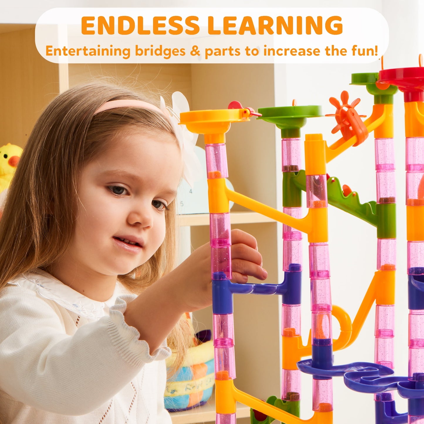 Joyfy 196 Pcs Marble Run, Construction Marble Maze Game, STEM Educational Toy, Building Block Toy, Gift for Kids Toddler Aged 3 4 5 6 7 8