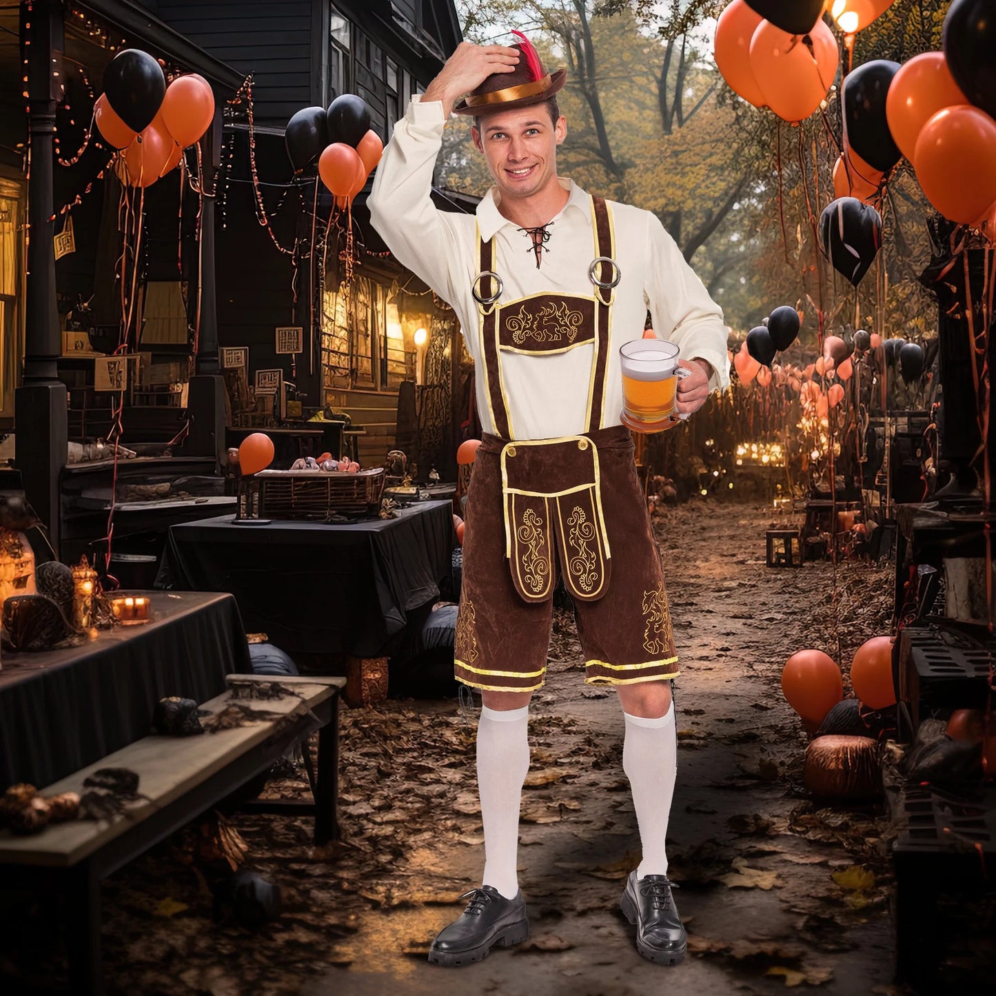 Syncfun Men's German Bavarian Oktoberfest Costume Set for Halloween Dress Up Party and Beer Festival