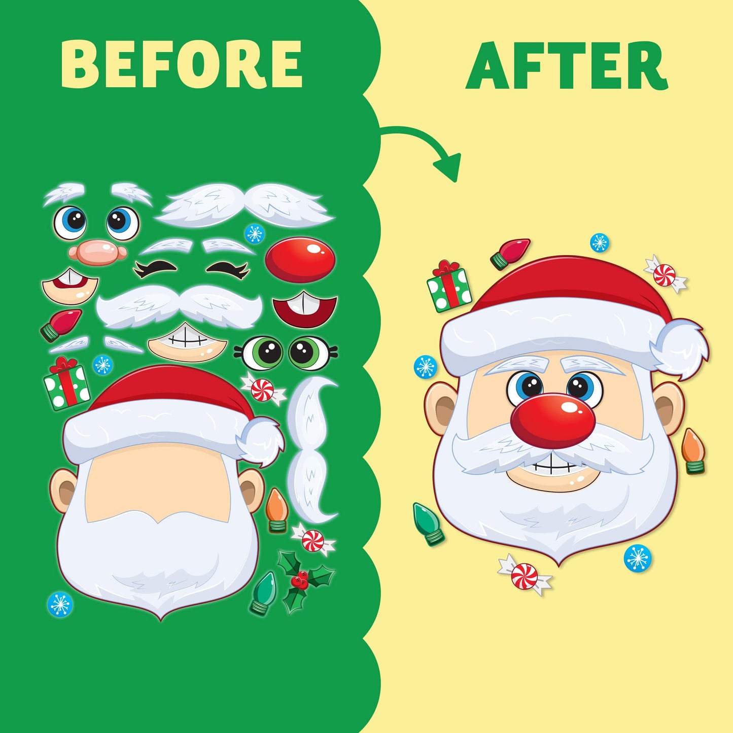 Joyfy 24 Pcs Christmas Make-a-Face Sticker Sheets for Kids, Make Your Own Christmas Elf, Santa, Snowman, Penguin and Polar Bear for Kids Party Favors Craft Kits