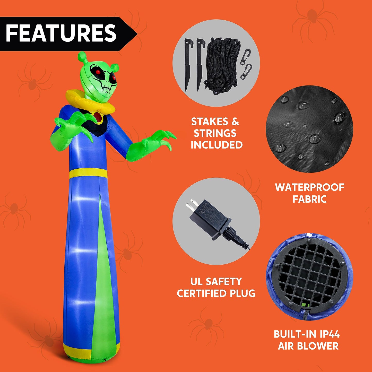 Syncfun 12 FT Halloween Inflatable Giant Alien Decoration with Built-in LEDs,Alien Wizard Ghosts Halloween Decorations Outdoor Blow Up Yard Lawn Decoration