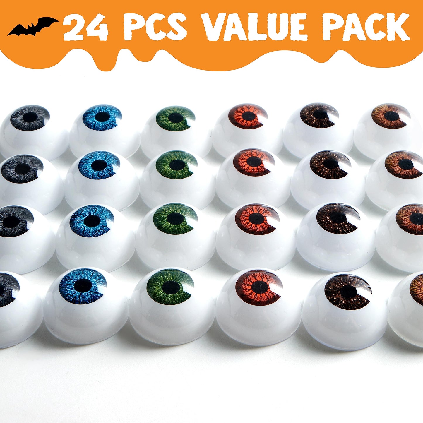 Sycnfun 24 Pcs Halloween Eyeballs Plastic Fake Realistic Eyeballs,Eyeballs Halloween Decor,Halloween Props,Halloween Trick or Treat Party Favor