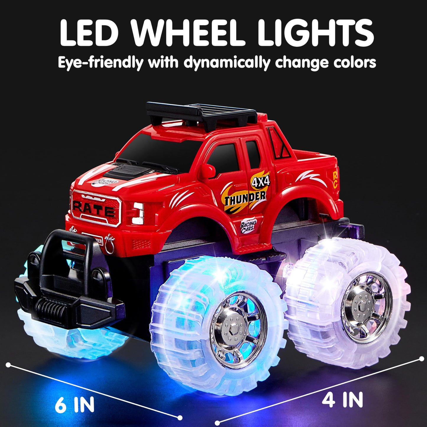 Joyfy 3 Pack Light Up Monster Truck Set, Toy Truck Set for Boys and Girls, Led Race Truck for Kids, for Boy Girl 3 4 5 6